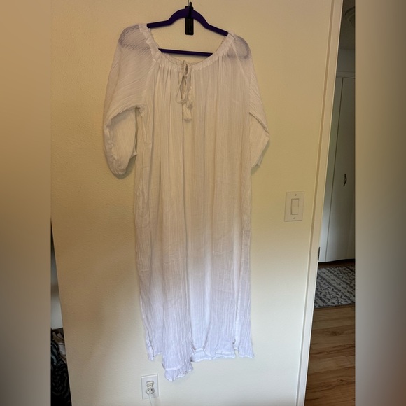 Vitamin A Costa Caftan Gauze Swim Cover Up Maxi Size Small White Beach Pool EUC - Picture 4 of 10